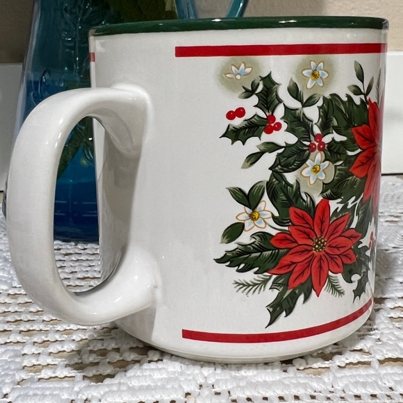 Rare Vintage Lefton China Christmas Poinsettia Ceramic Mug Estate EUC 1988 - Picture 7 of 11